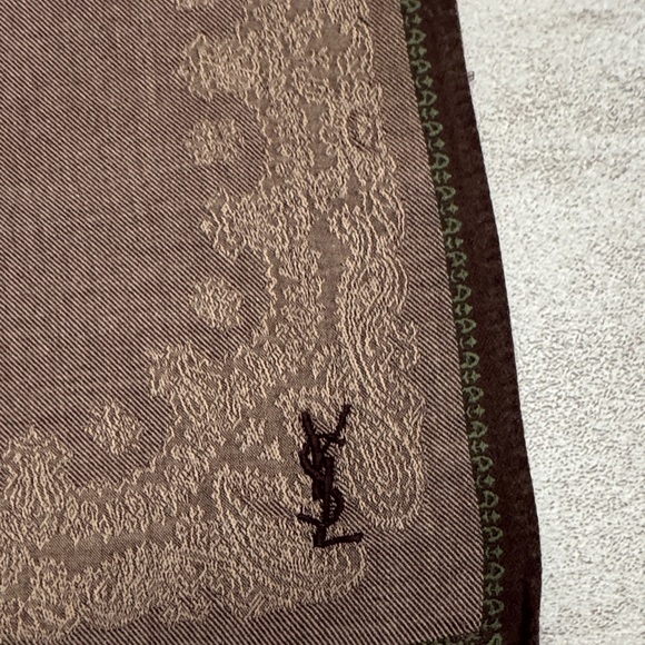 Yves Saint Laurent Brown Patterned Pocket Square vintage cotton - Picture 2 of 6